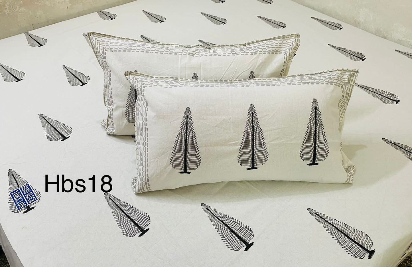Handblock Pigment King Size Bedsheets || 2 Pillow Covers | HBS18