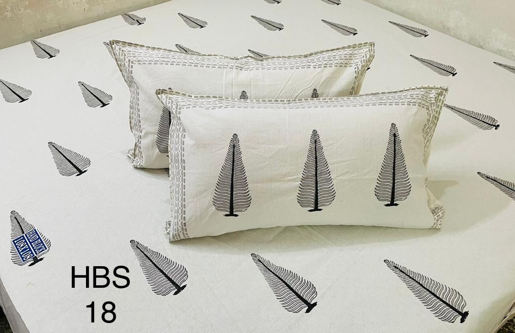 Handblock Pigment King Size Bedsheets || 2 Pillow Covers | HBS18