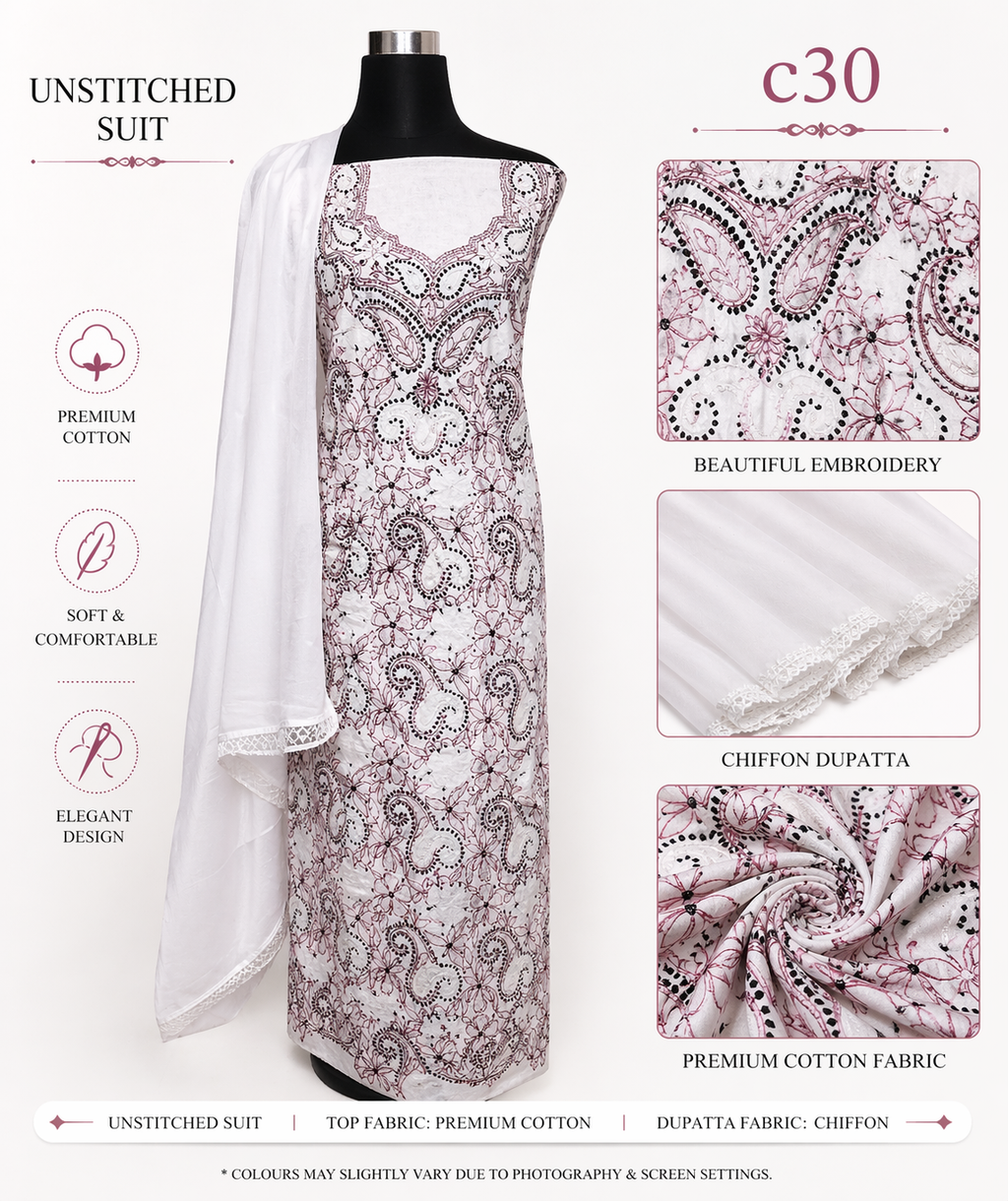 Cotton Chikankari dress material