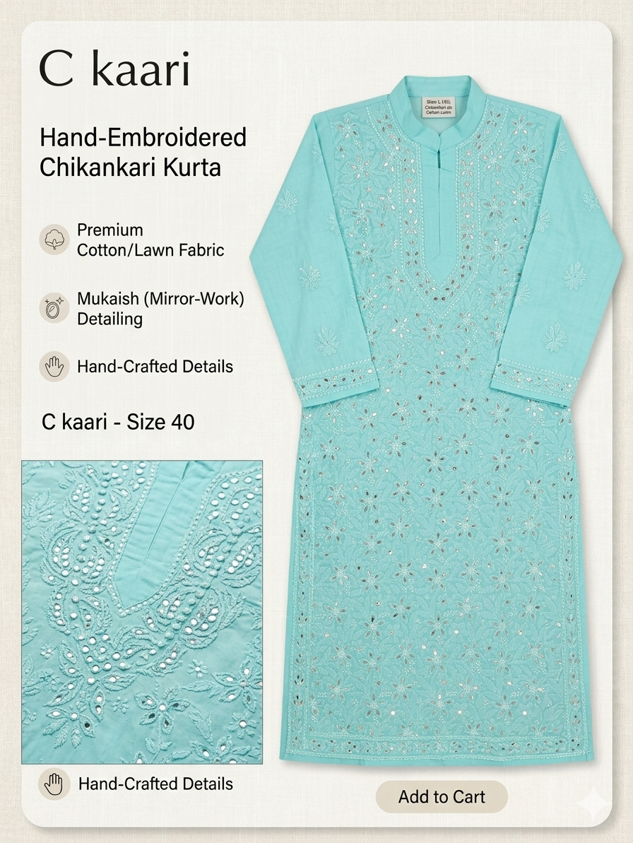 Lucknowi cotton gotta patti kurti || C226