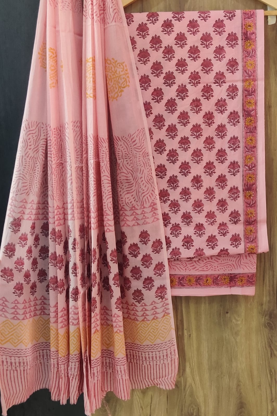 Hand block cotton dress material