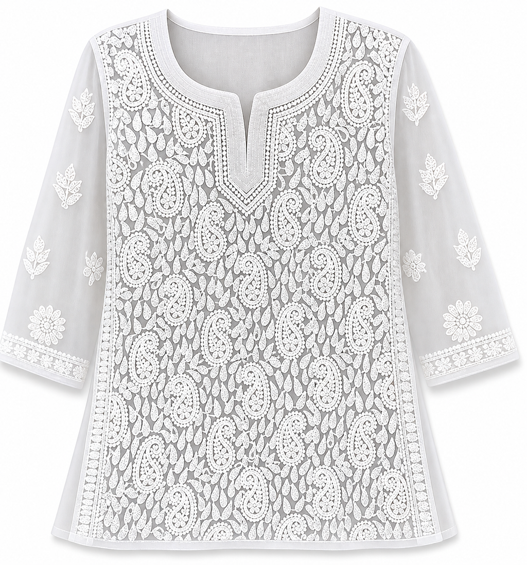 Lucknowi georgette short top || LGST06