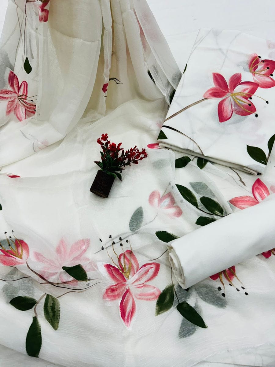 Hand block cotton dress material