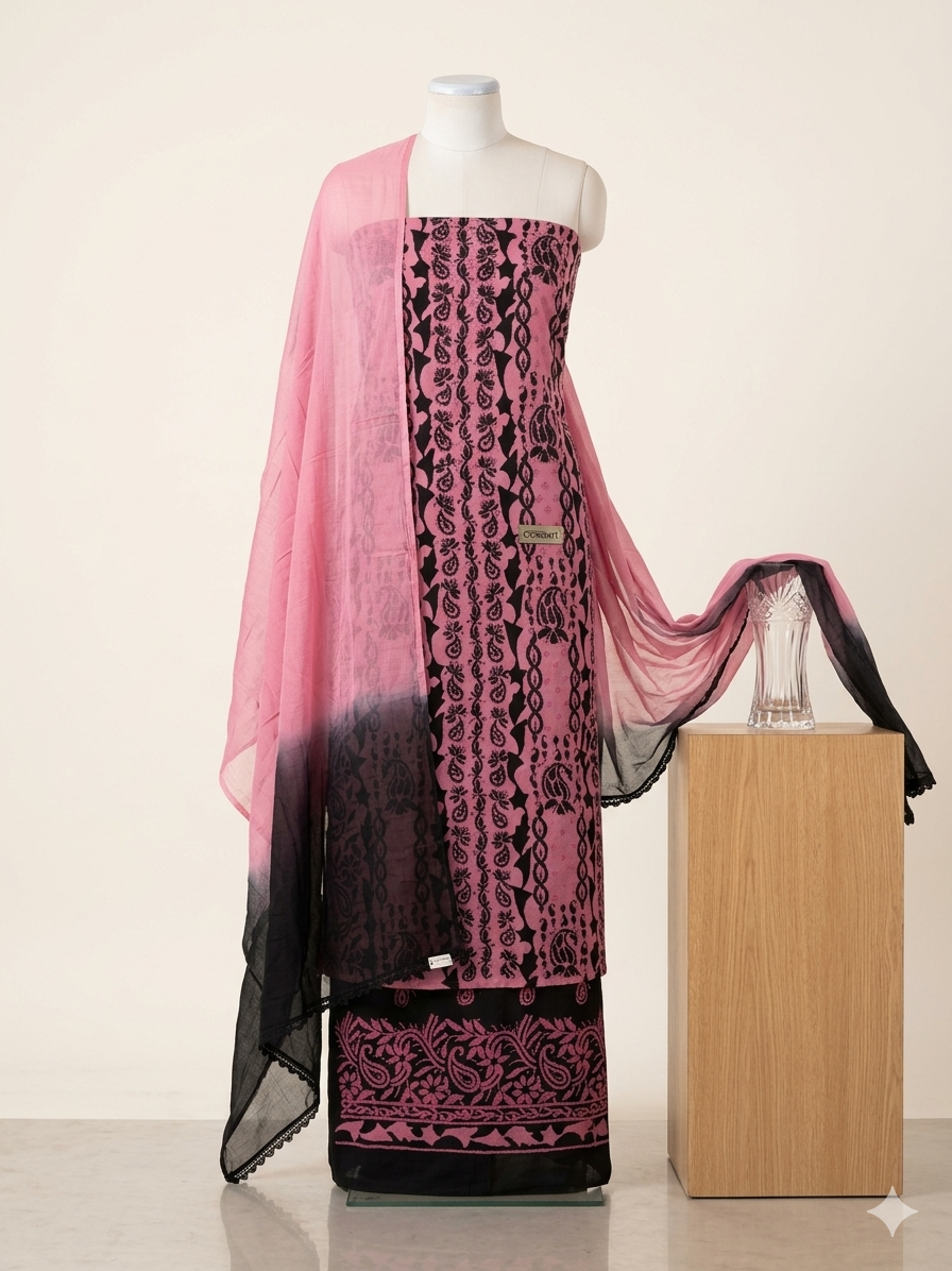 Cotton Chikankari Dress Material