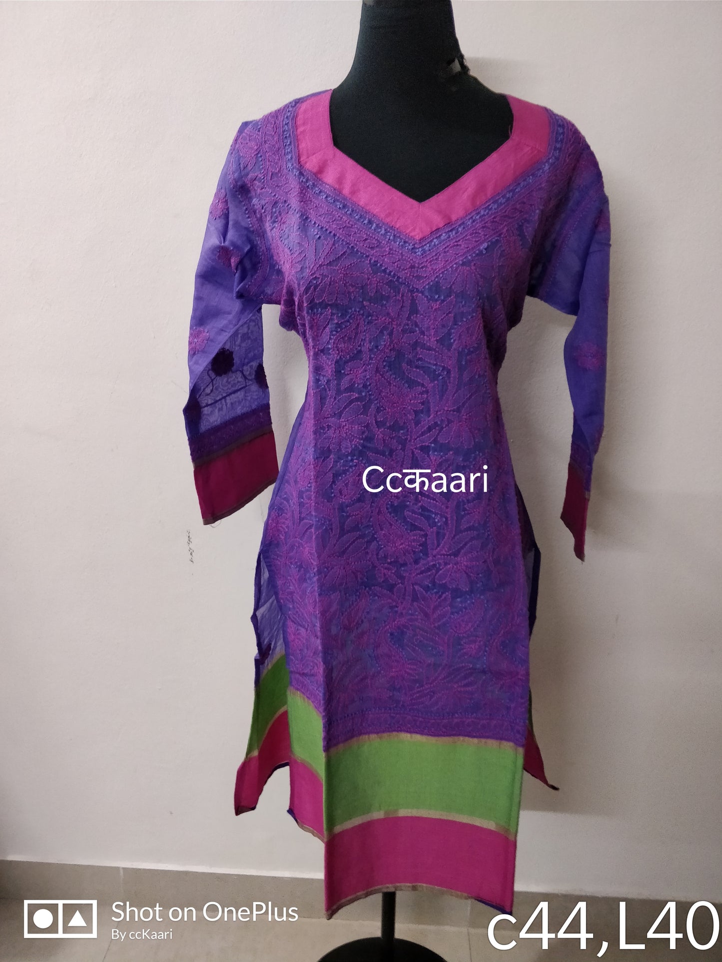 Lucknowi silk and cotton mix kurti || Cot12