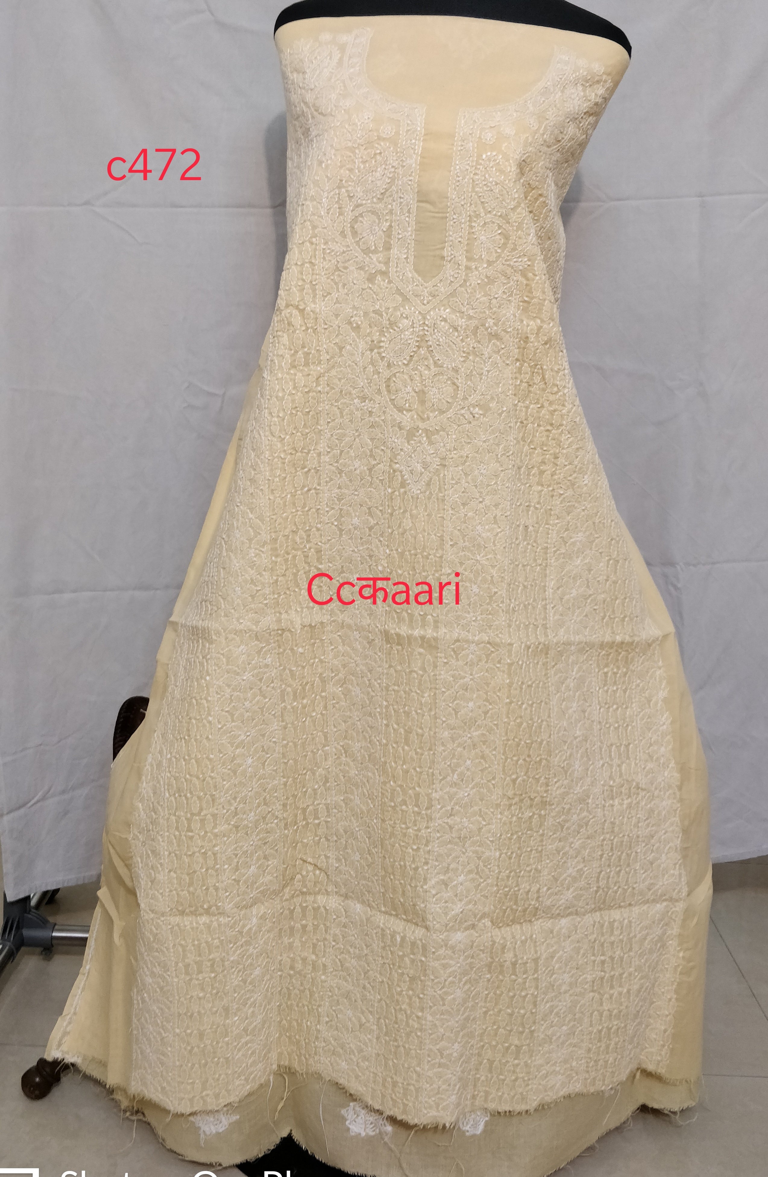 Cotton Chikankari kurti piece