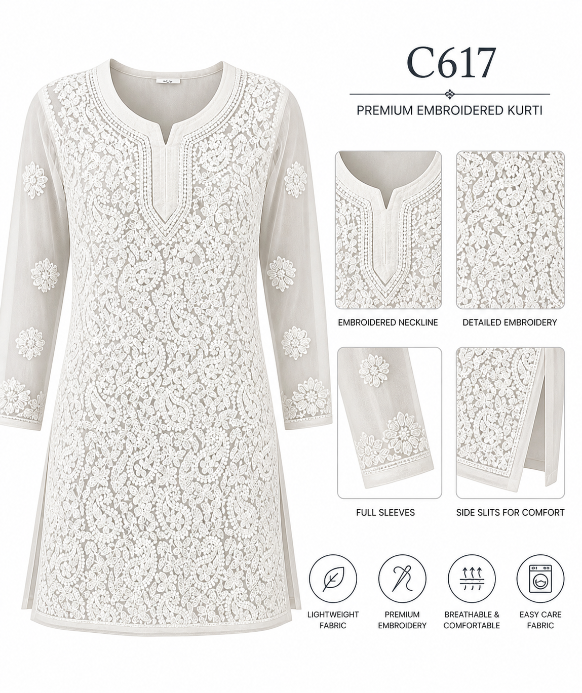 Lucknowi georgette short top || LGST03