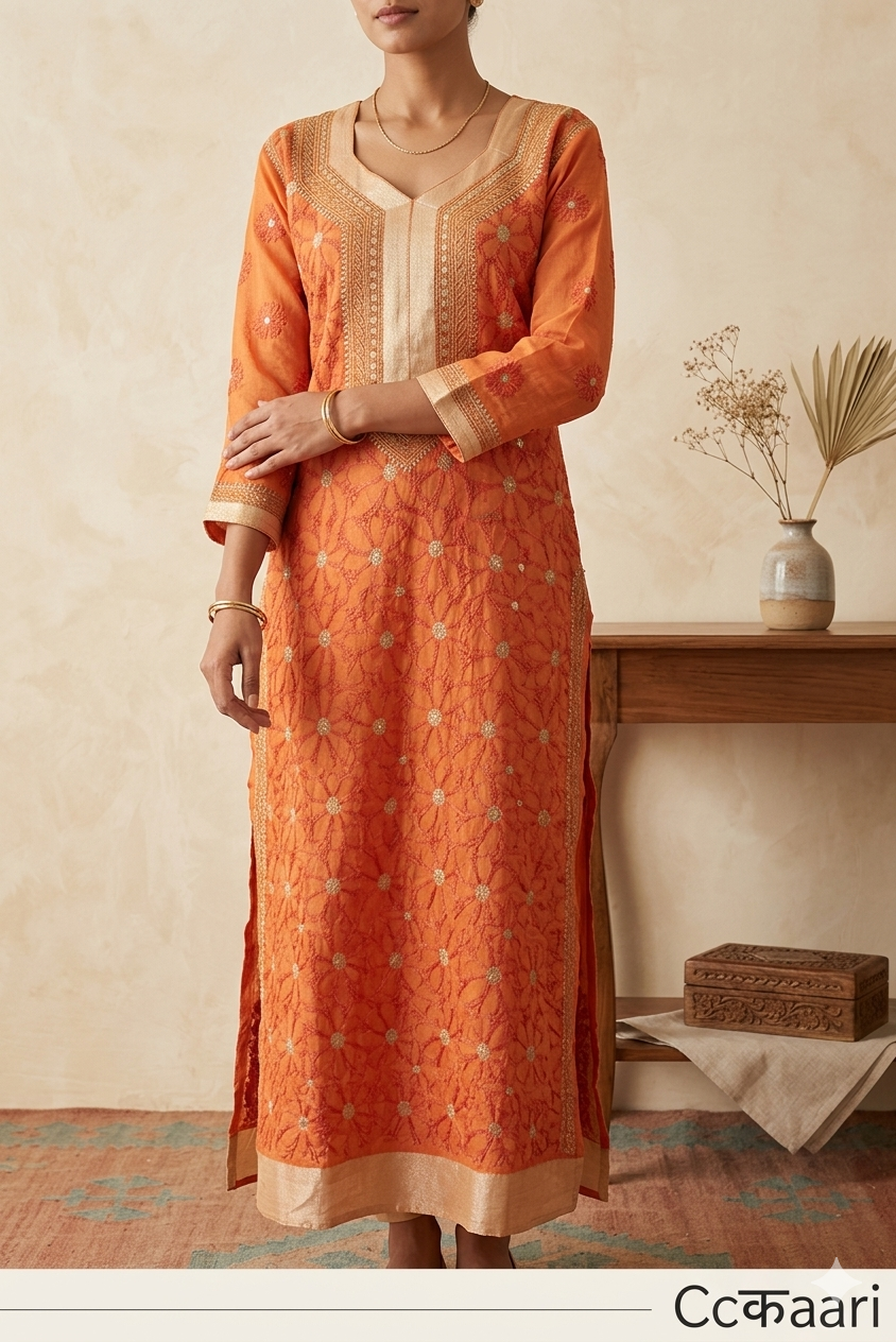 Lucknowi silk and Cotton mix kurti || C458 (cc2)