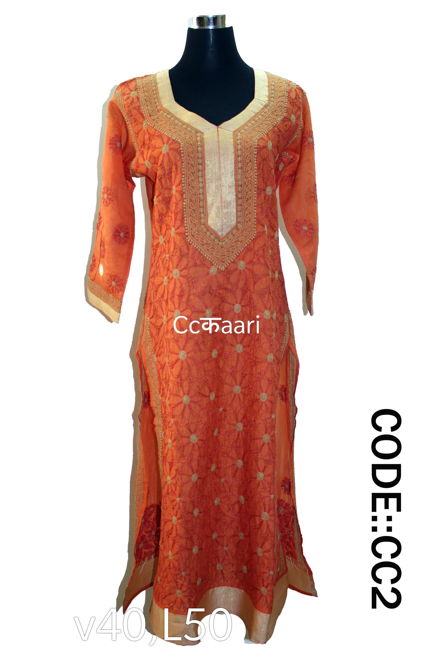 Lucknowi silk and Cotton mix kurti || C458 (cc2)