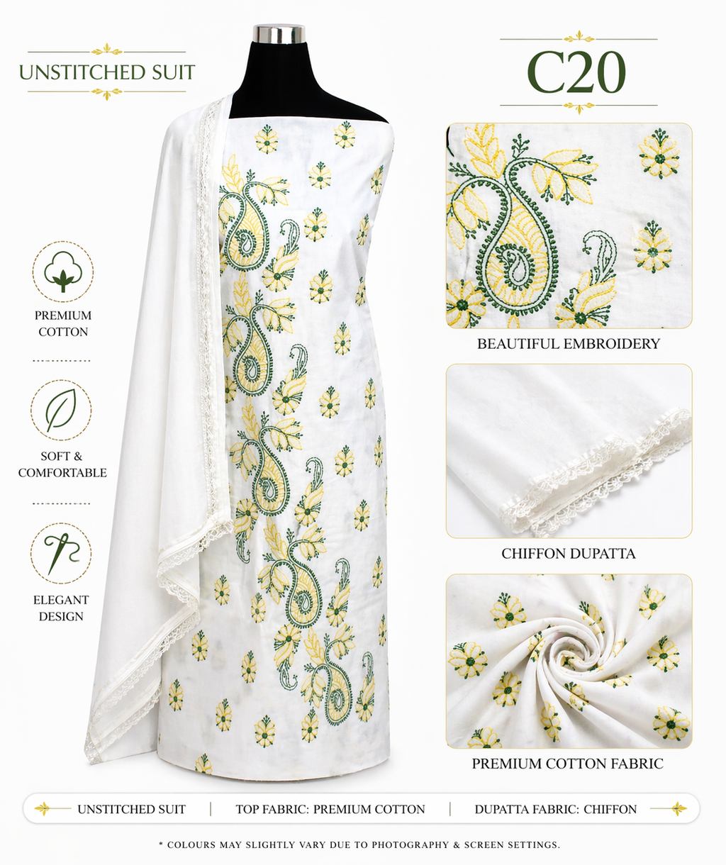 Cotton Chikankari dress material