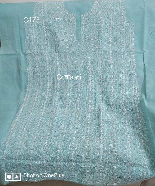 Cotton Chikankari kurti piece