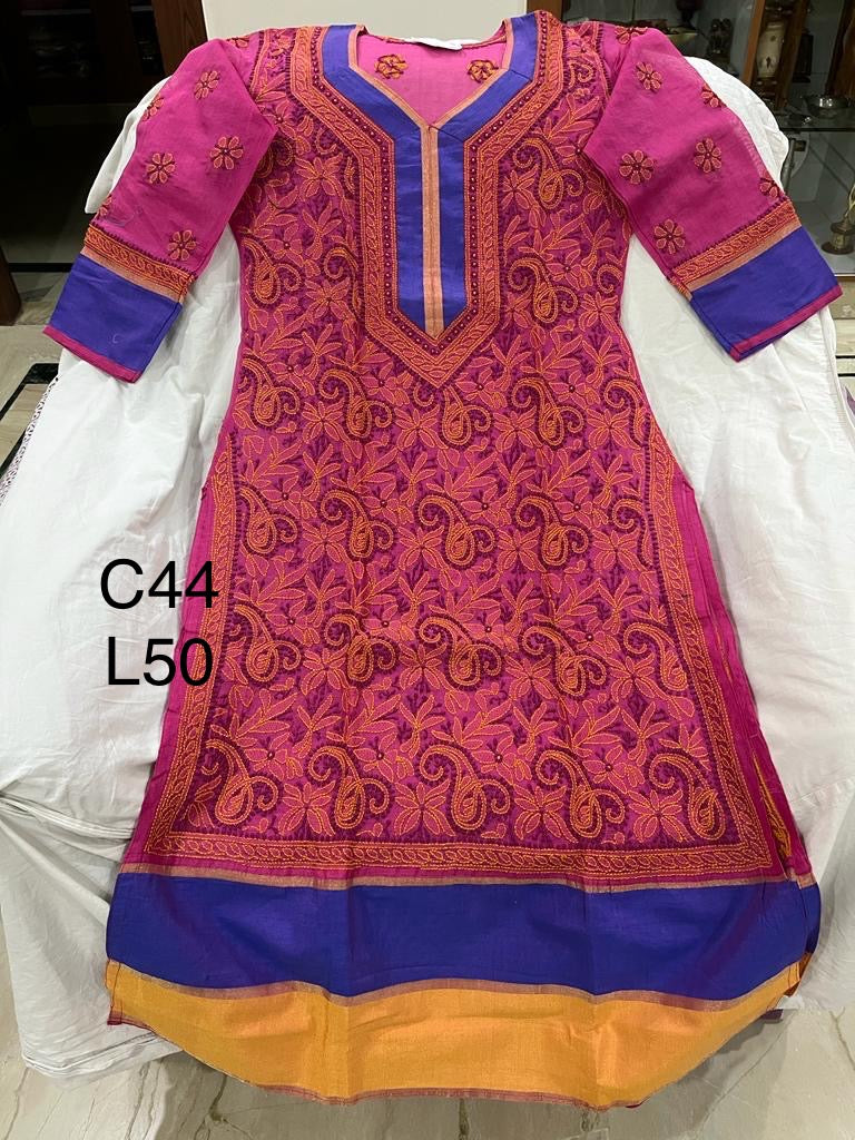 Lucknowi silk and cotton mix kurti || Cot16