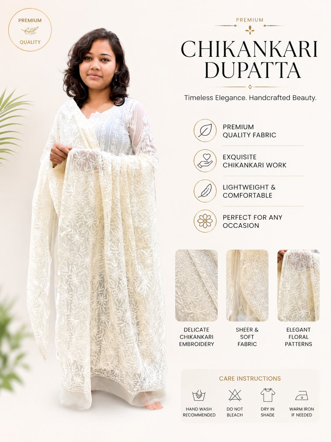 Chikankari Georgette dupatta /kurti piece TD005