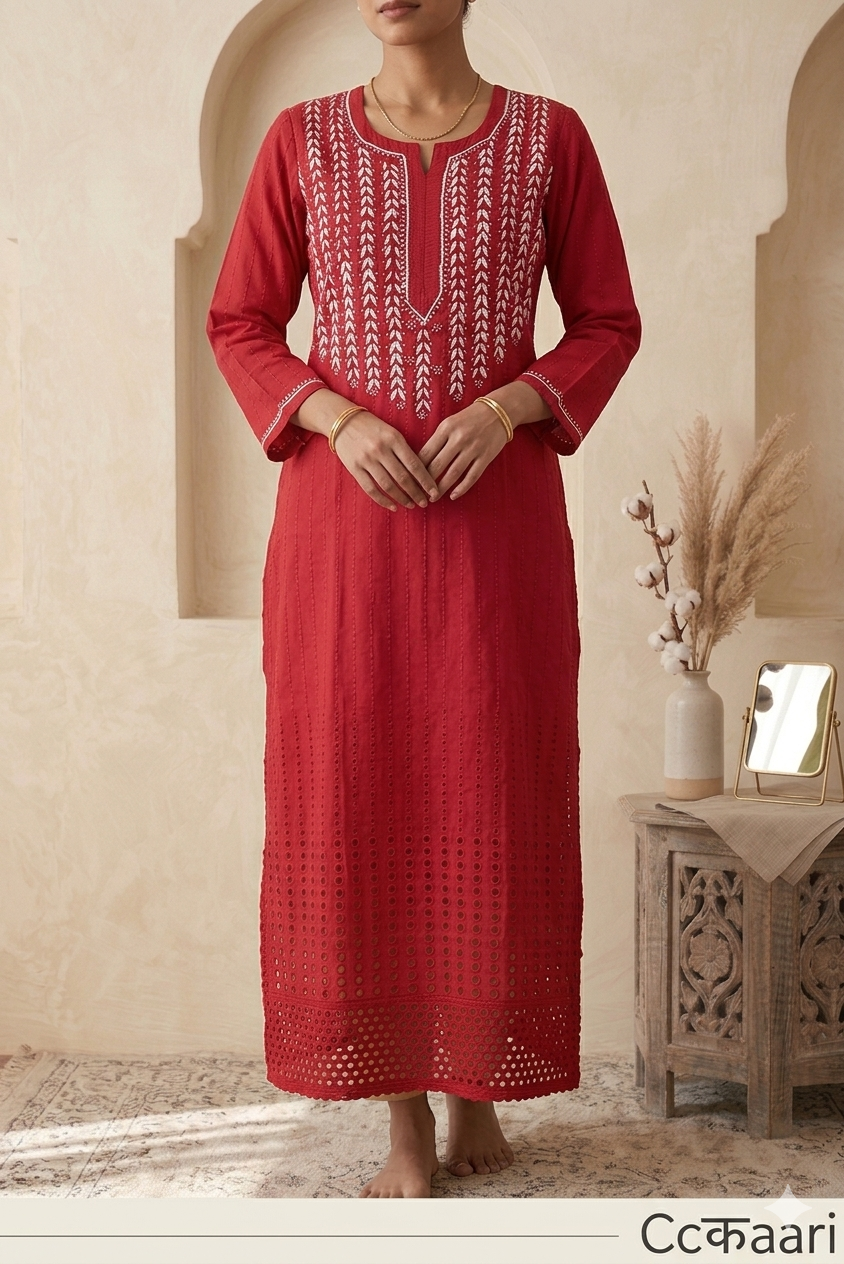 Lucknowi cotton kurti || C276