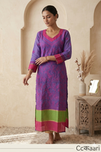 Lucknowi silk and cotton mix kurti || Cot12