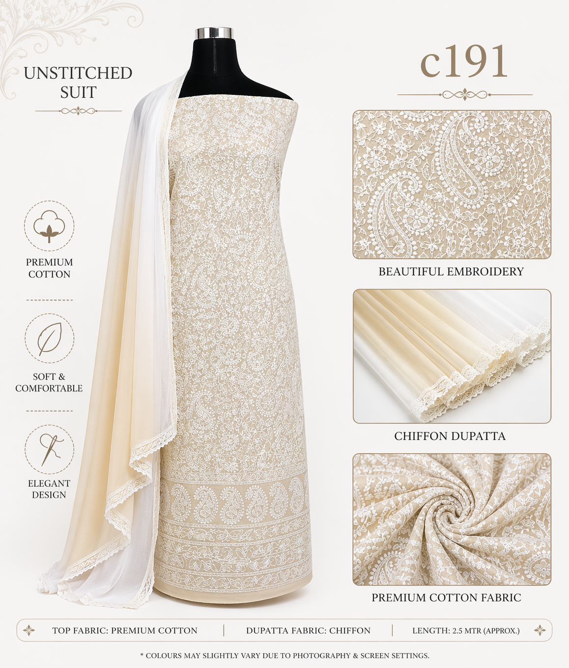 Cotton Chikankari dress material