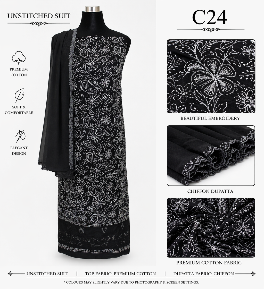 Cotton Chikankari dress material