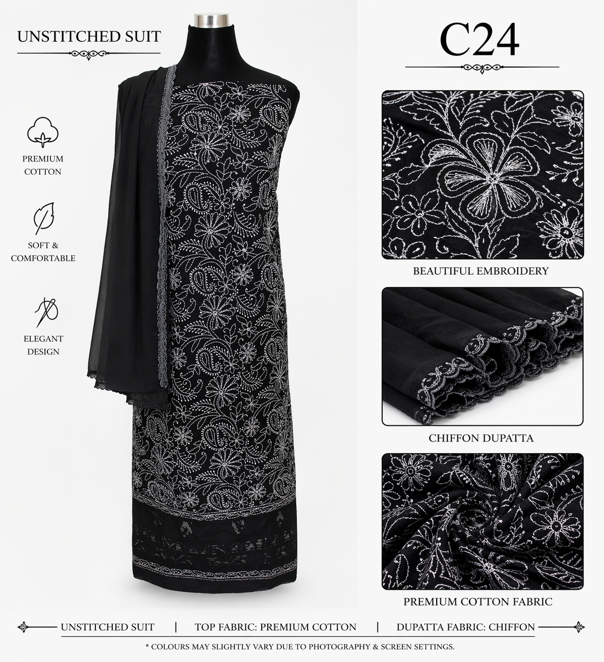 Cotton Chikankari dress material