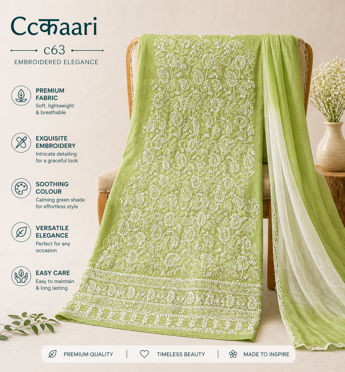 Lucknowi cotton dress material || C63