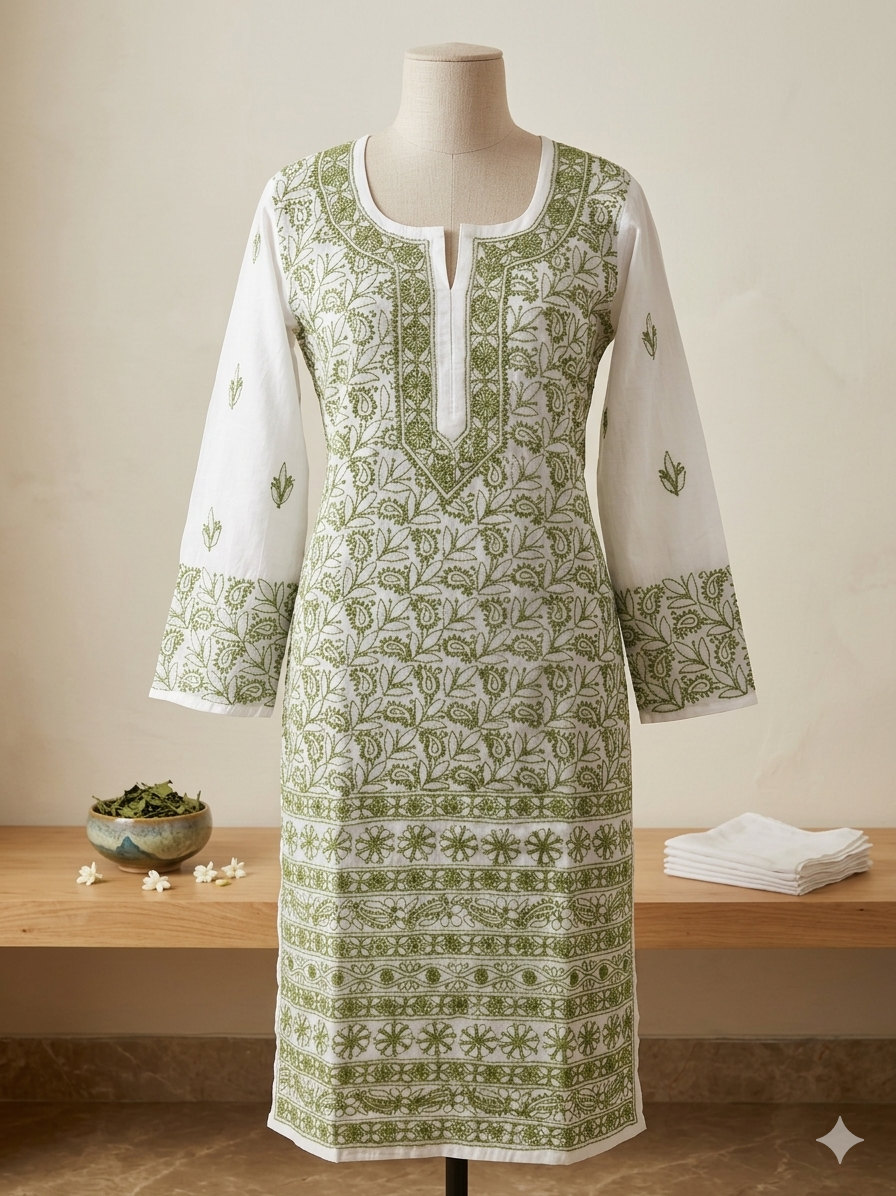 Lucknowi cotton kurti || C233