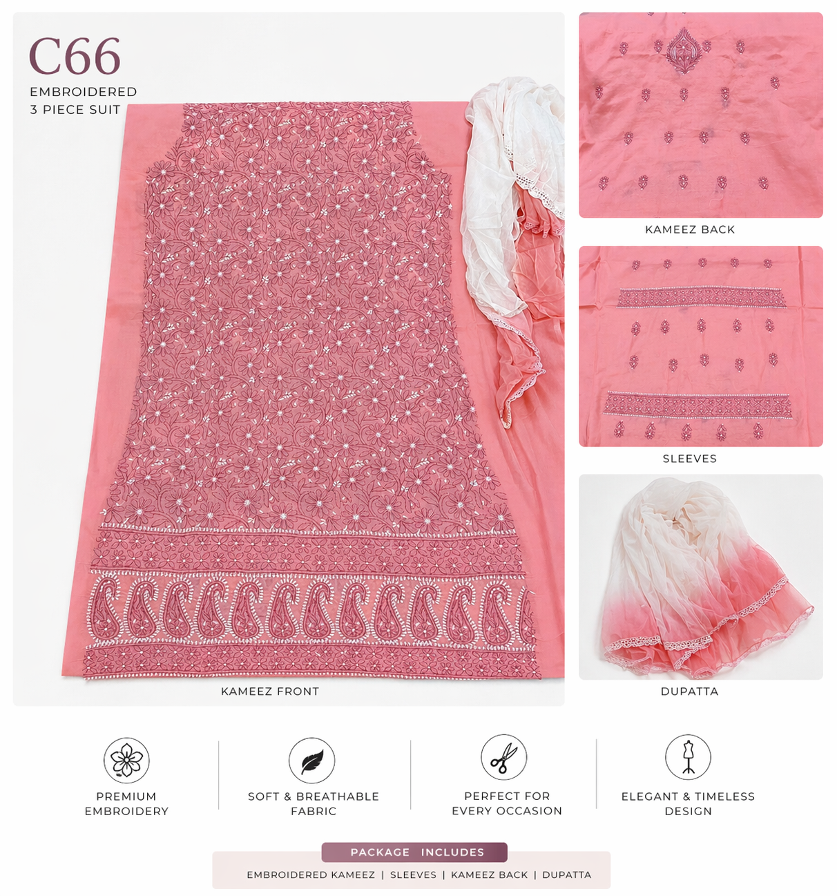 Lucknowi cotton dress material || C66