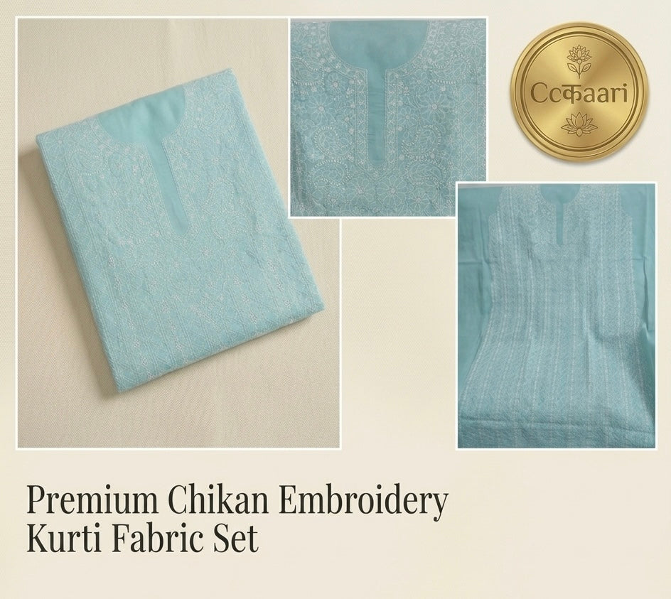 Cotton Chikankari kurti piece