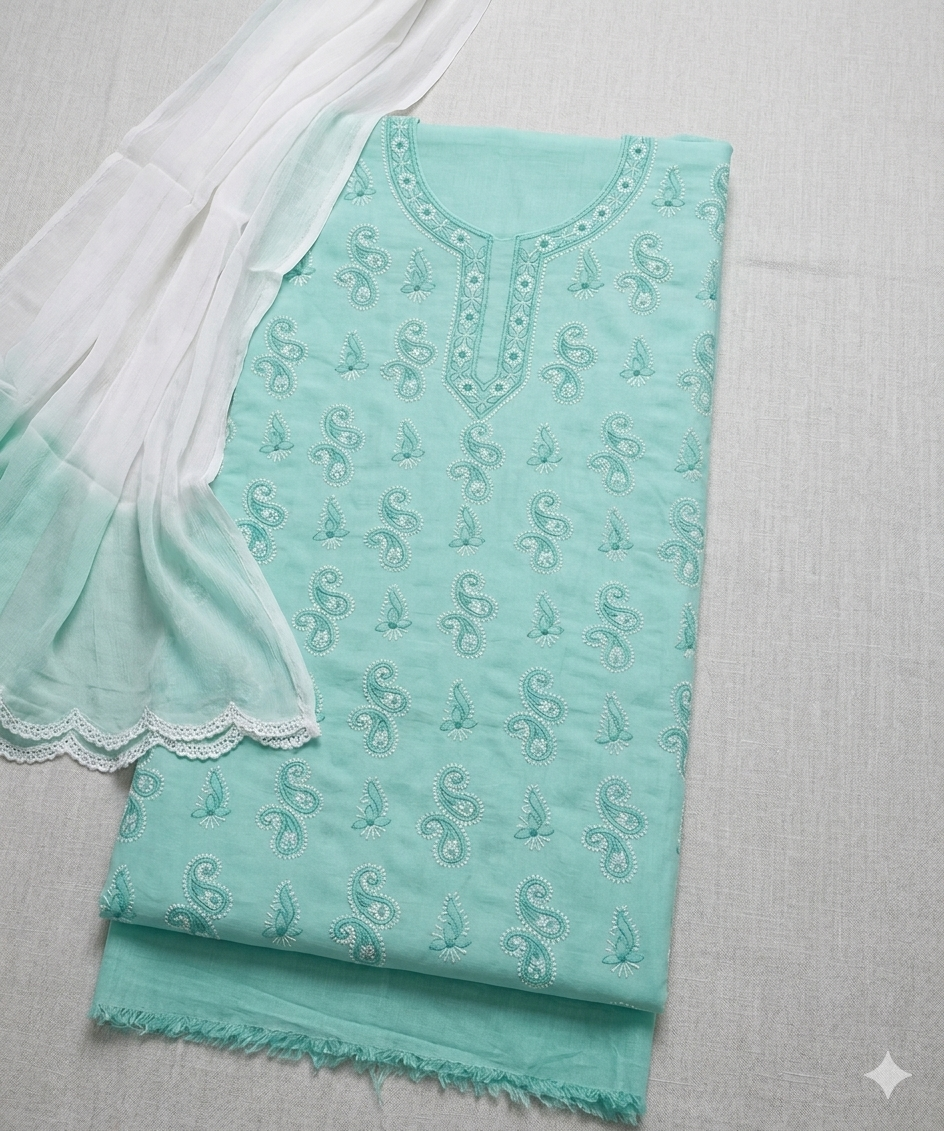 Cotton Chikankari dress material