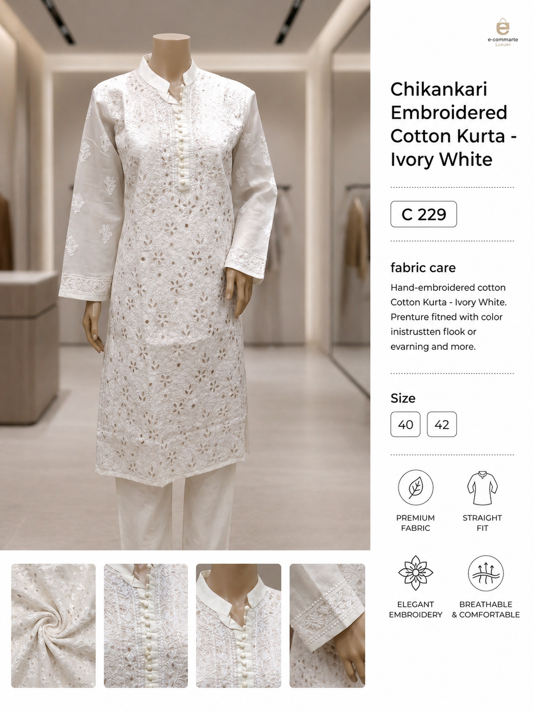 Lucknowi cotton gotta patti kurti || C229