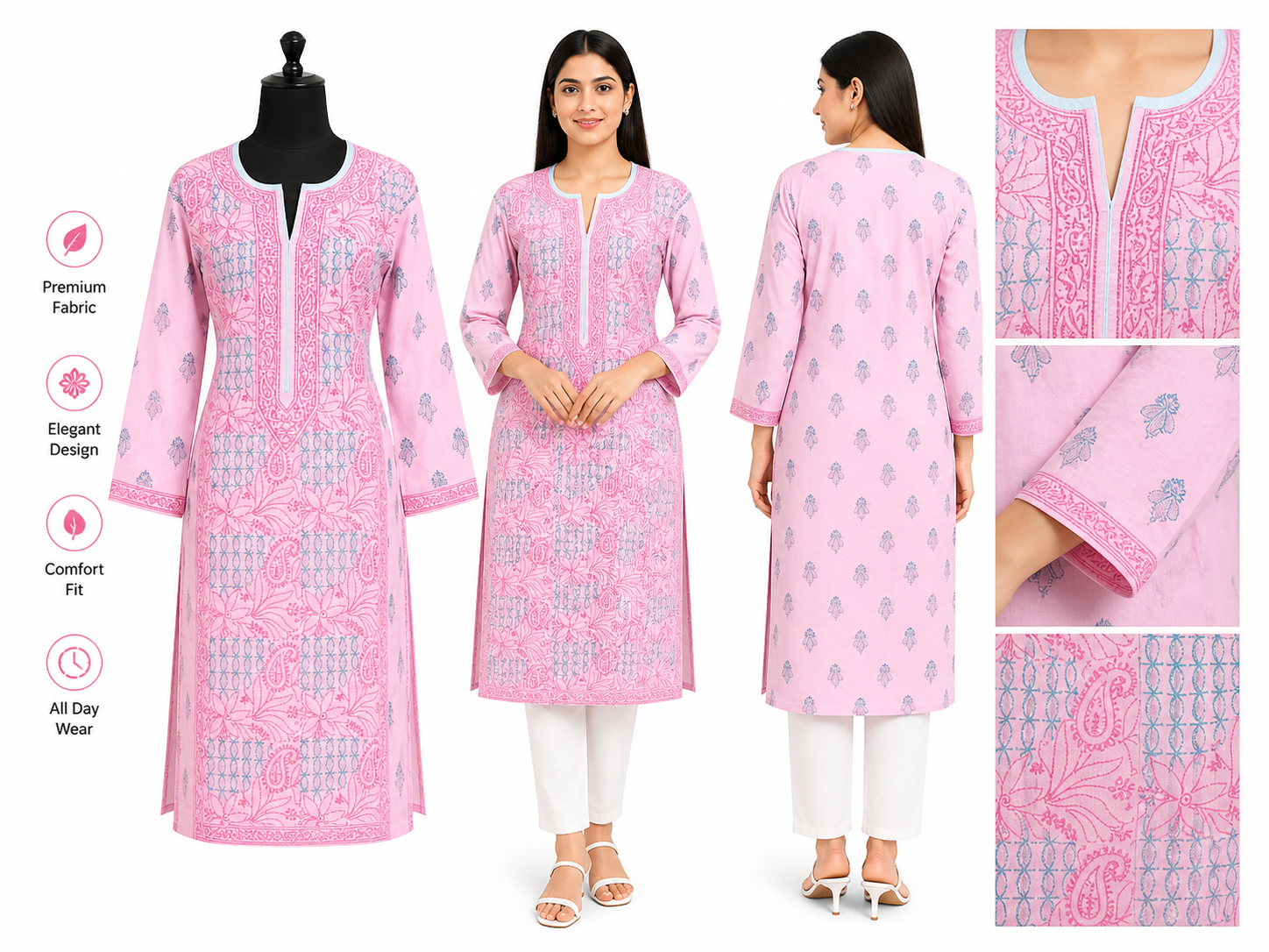 Lucknowi cotton kurti || C266