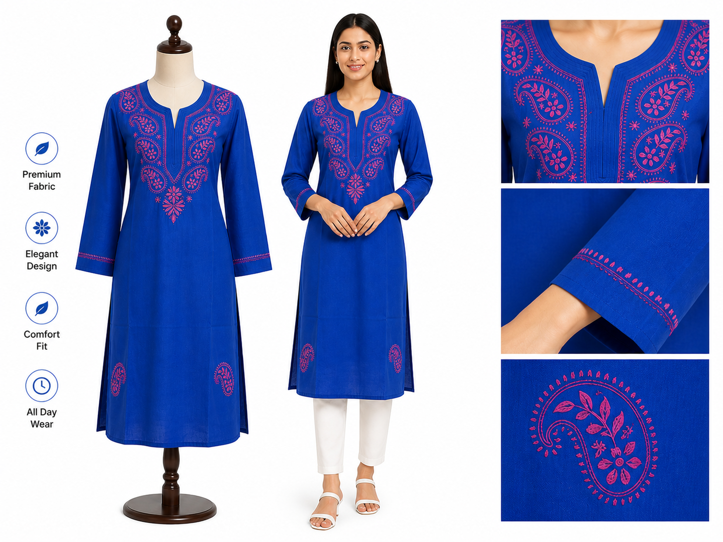 Lucknowi cotton kurti || Cot94,95 (ck4)
