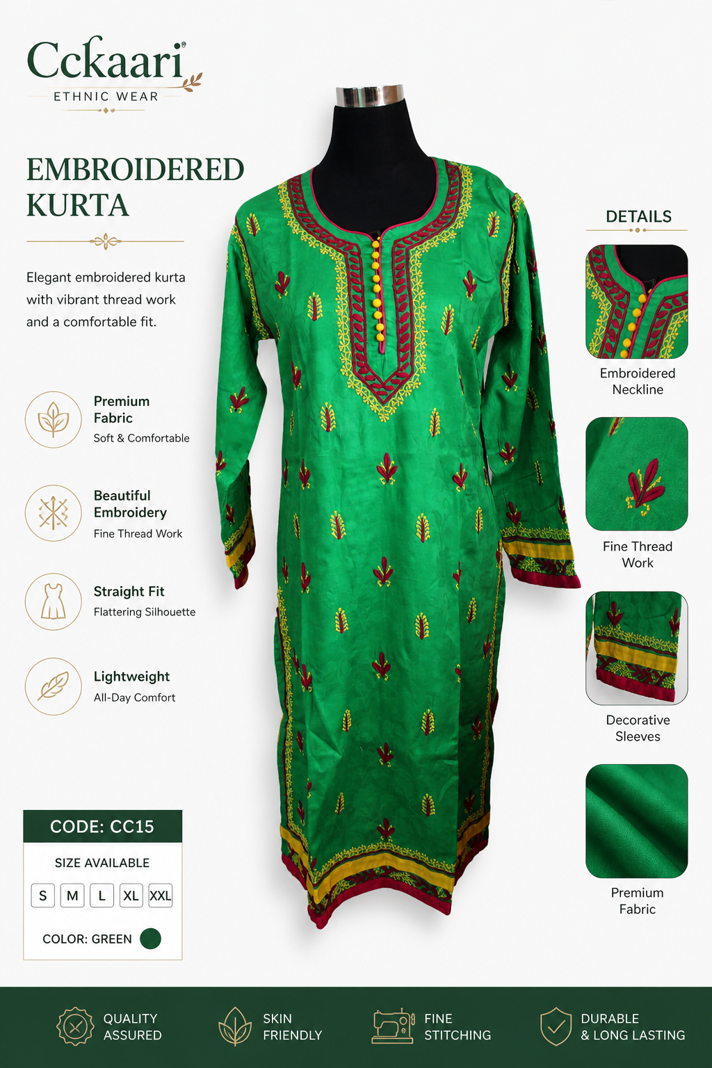 Lucknowi cotton kurti || Cot11 (cc15)