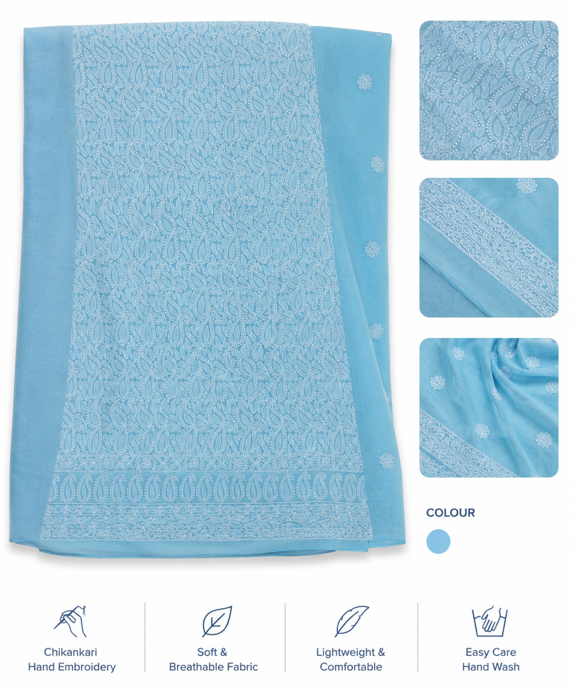 Cotton Chikankari kurti piece