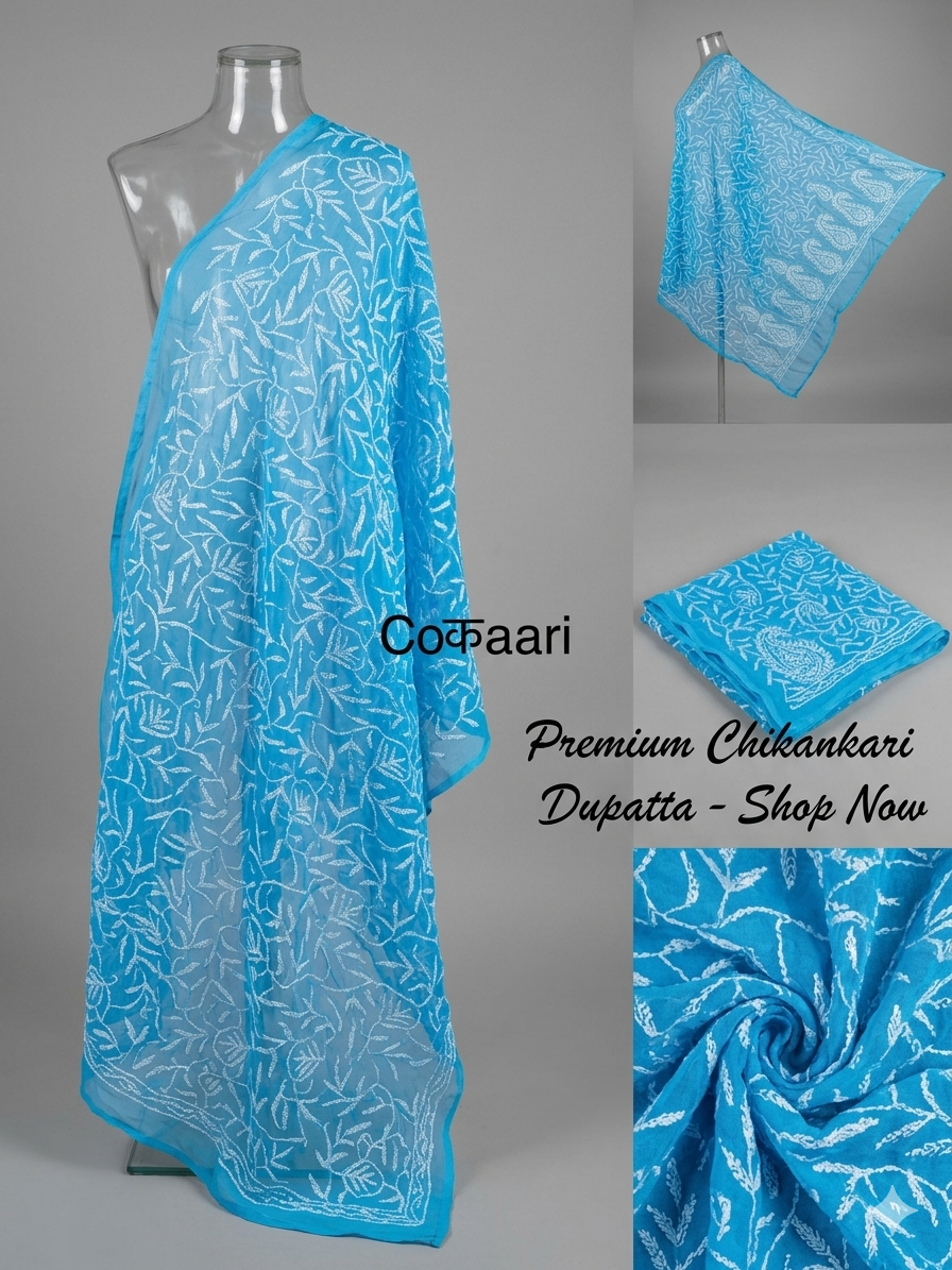 Chikankari Georgette dupatta /kurti piece TD008