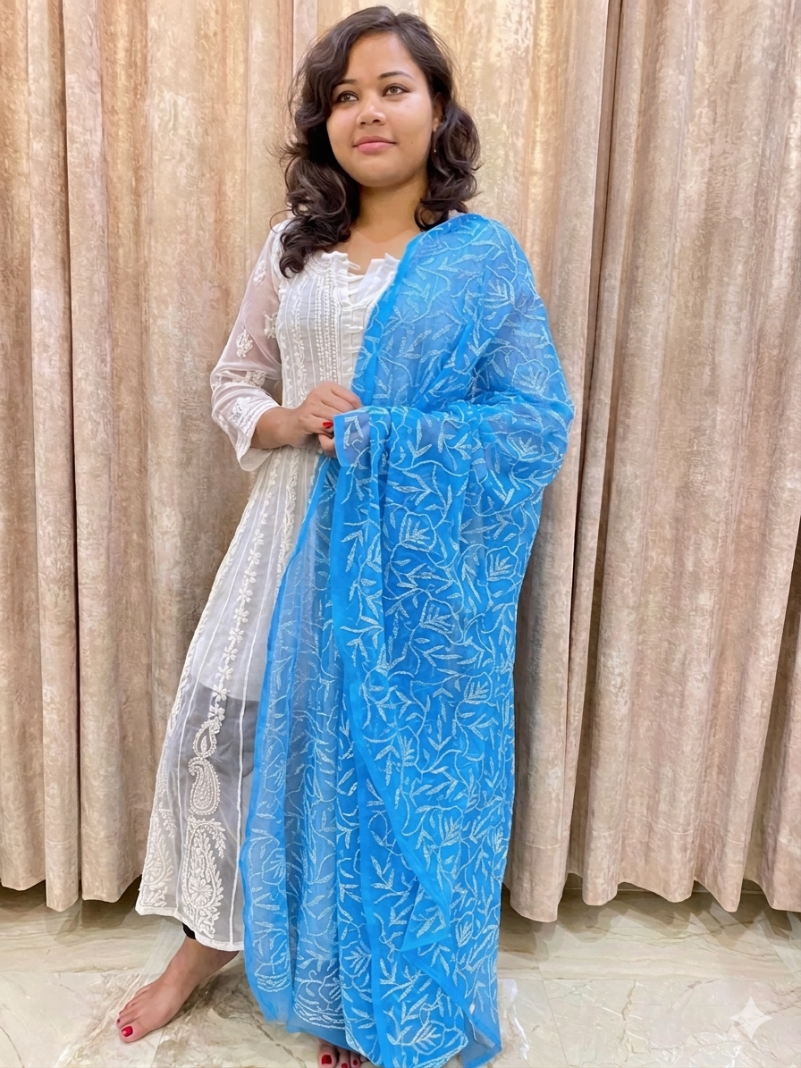 Chikankari Georgette dupatta /kurti piece TD008