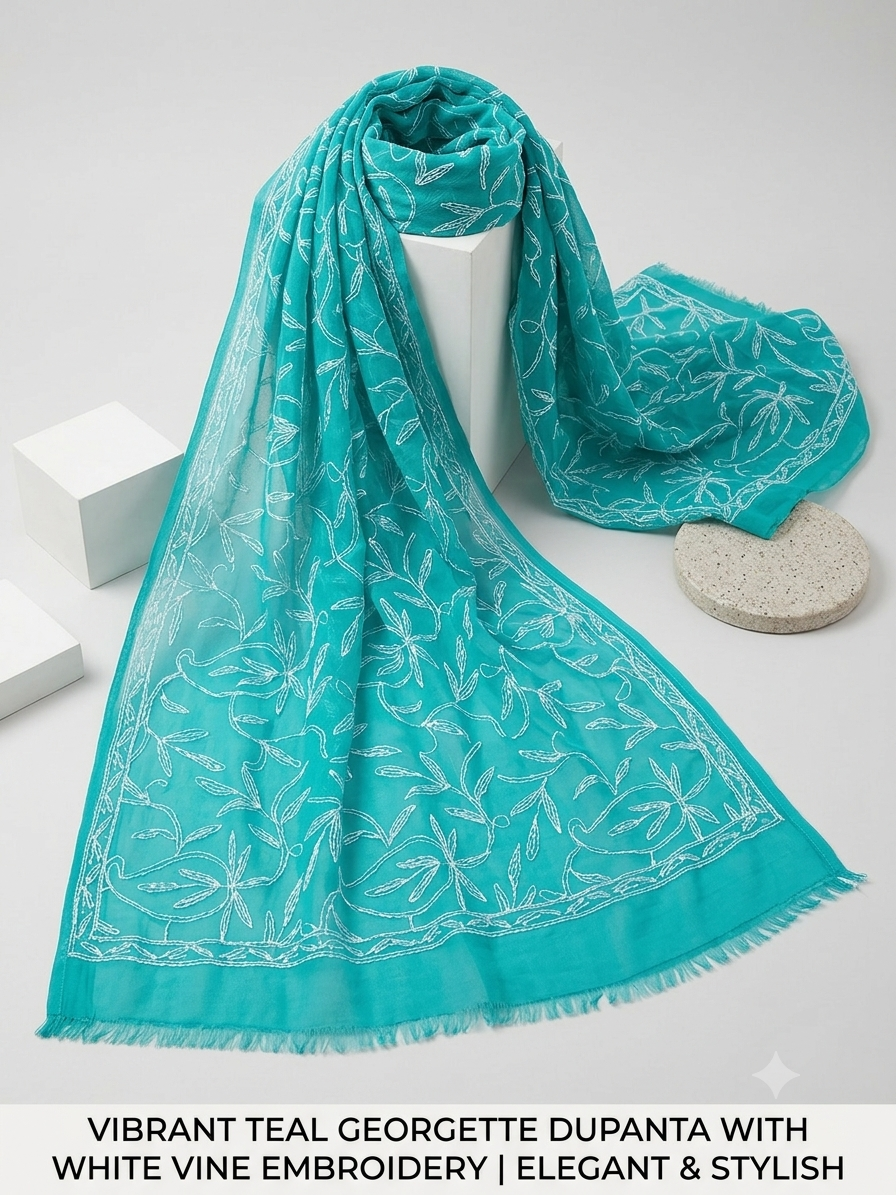 Chikankari Georgette dupatta /kurti piece TD009