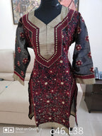 Lucknowi silk and cotton mix kurti || C457