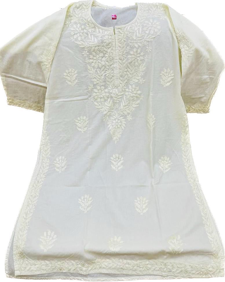 Lucknowi Mulmul Cotton kurti || LMUK03