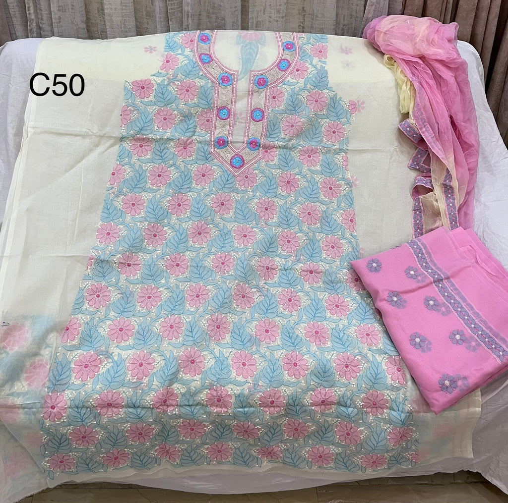 lucknow cotton dress material Lucknow Chikankari Cotton Dress Material