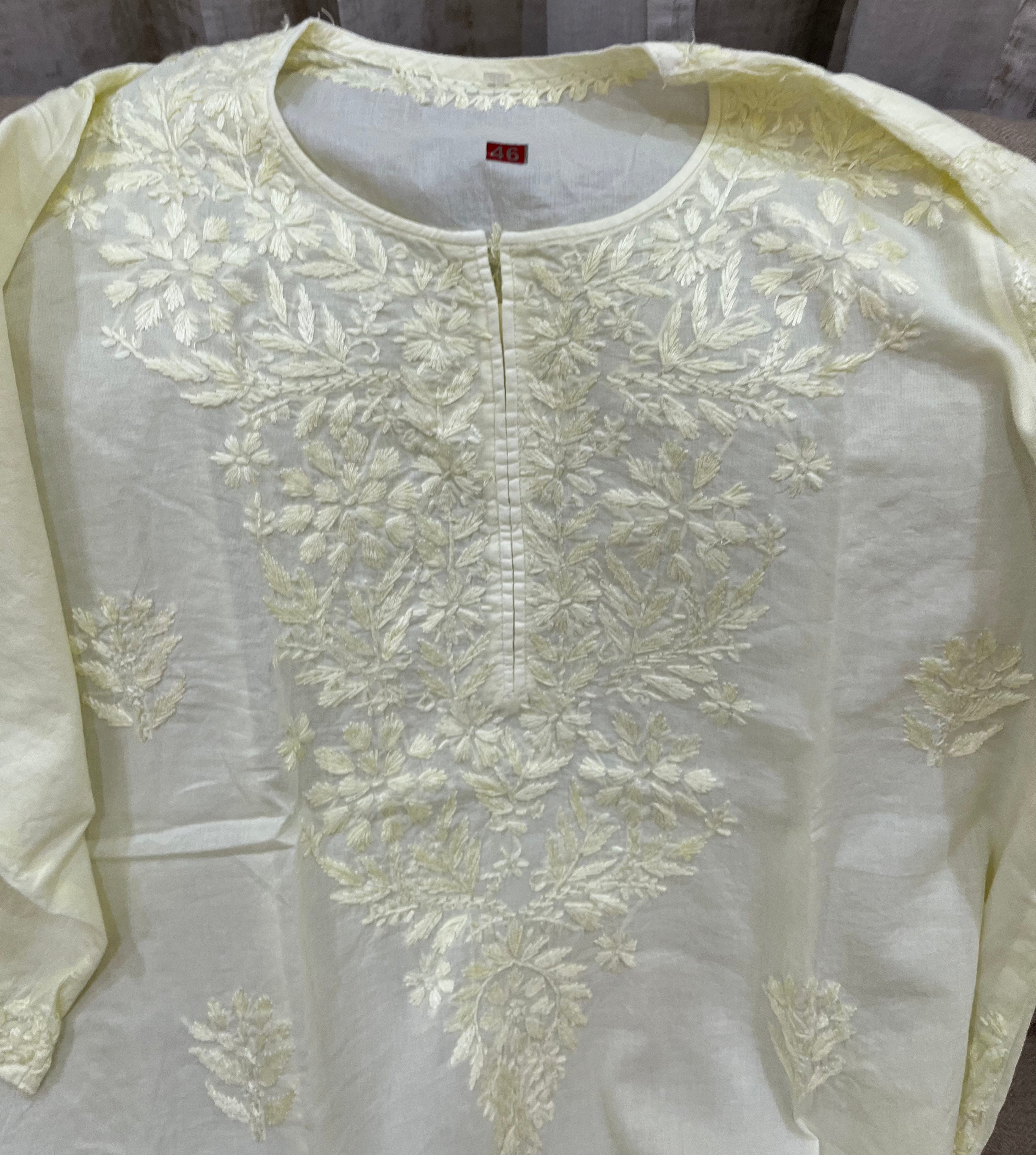 Lucknowi Mulmul Cotton kurti || LMUK03