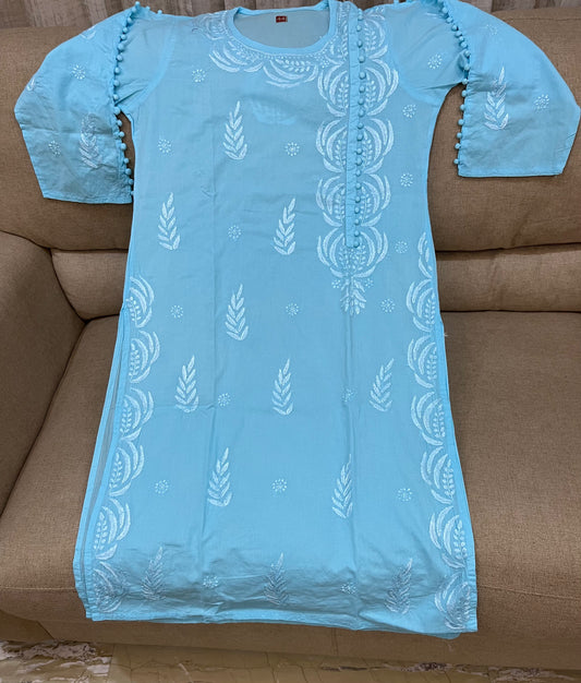 Lucknowi Mulmul Cotton kurti || LMCK08