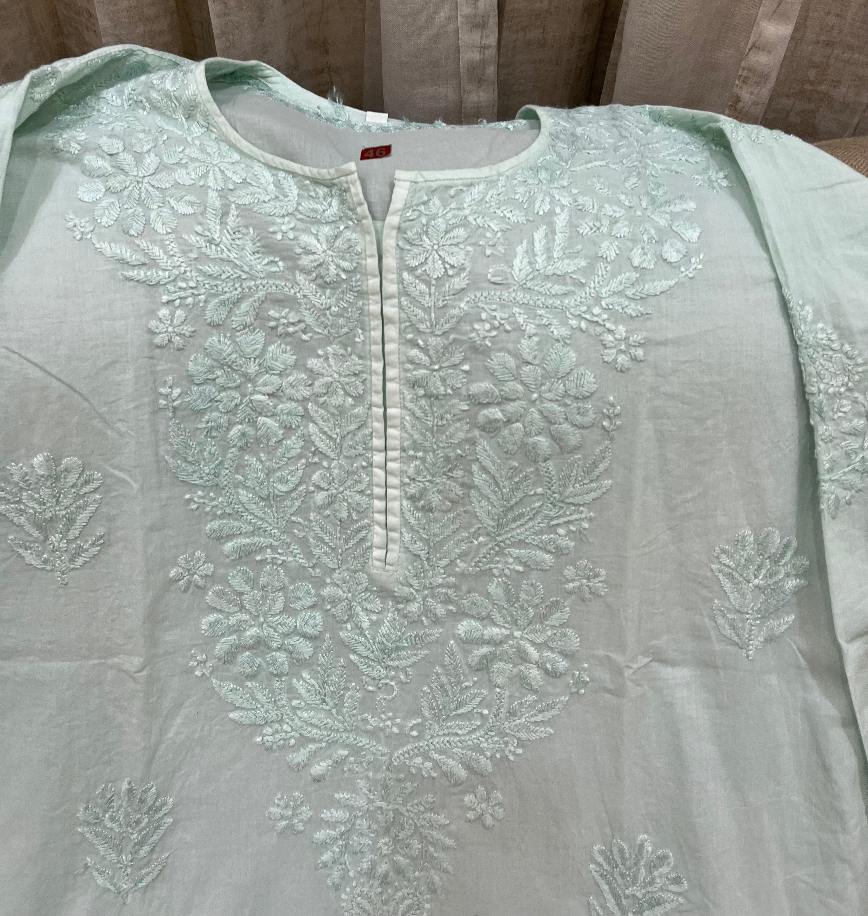 Lucknowi Mulmul Cotton kurti || LMUK05