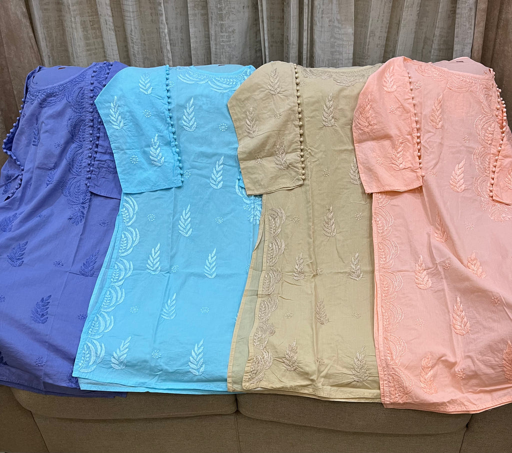 Lucknowi Mulmul Cotton kurti || LMCK08