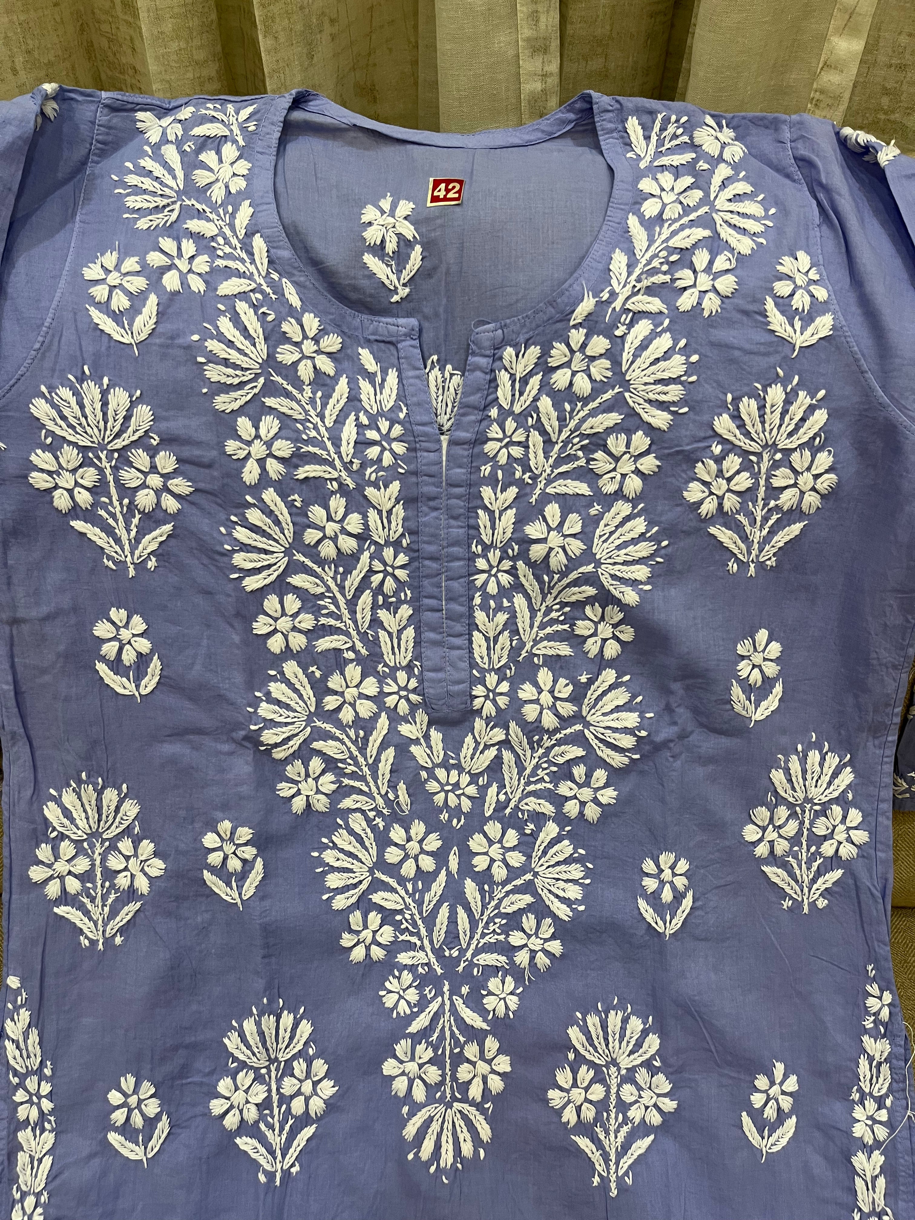 Lucknowi Mulmul Cotton kurti || LMUK01
