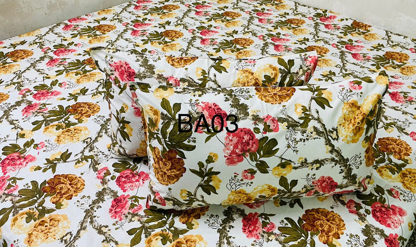 Anokhi King Size Bedsheets || 2 Pillow Covers |BA03