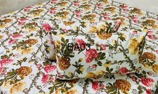 Anokhi King Size Bedsheets || 2 Pillow Covers |BA03