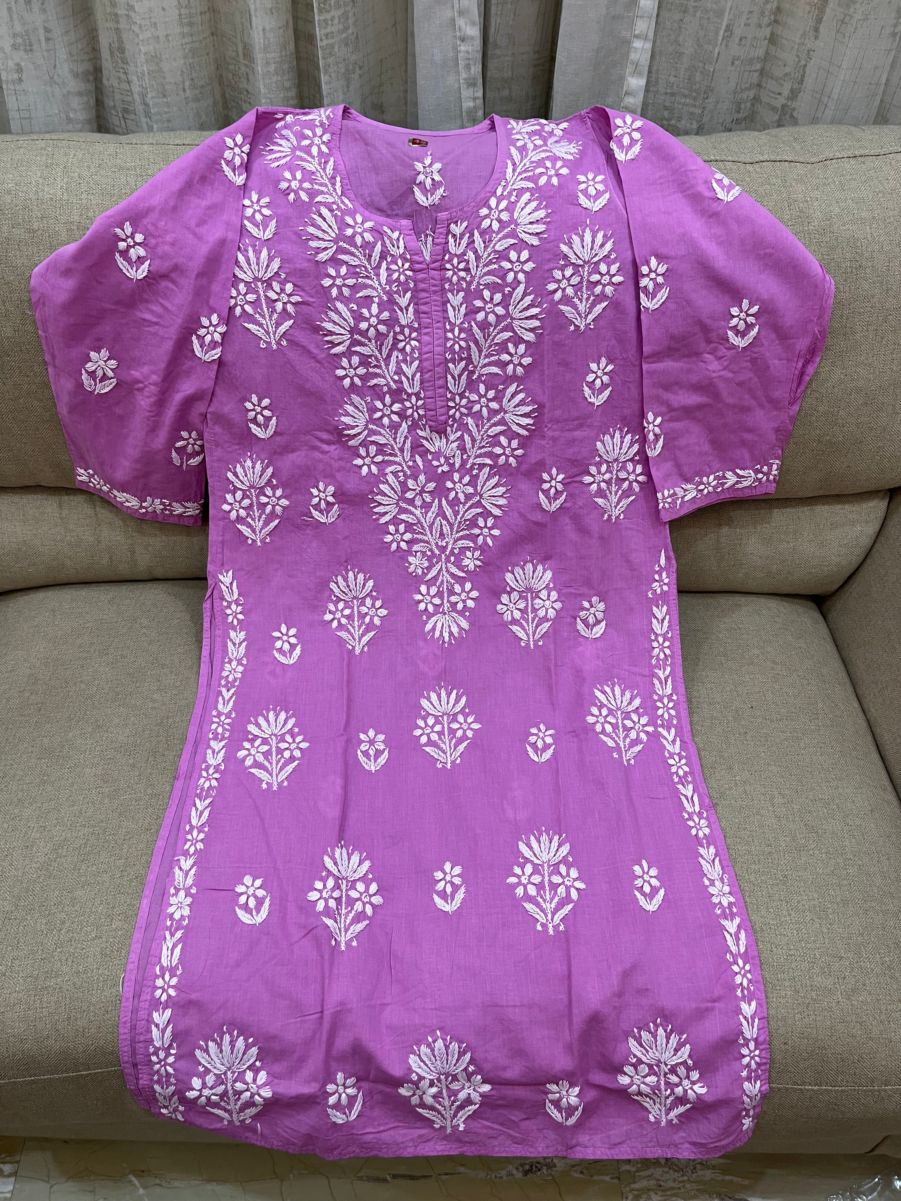 Lucknowi Mulmul Cotton kurti || LMUK04