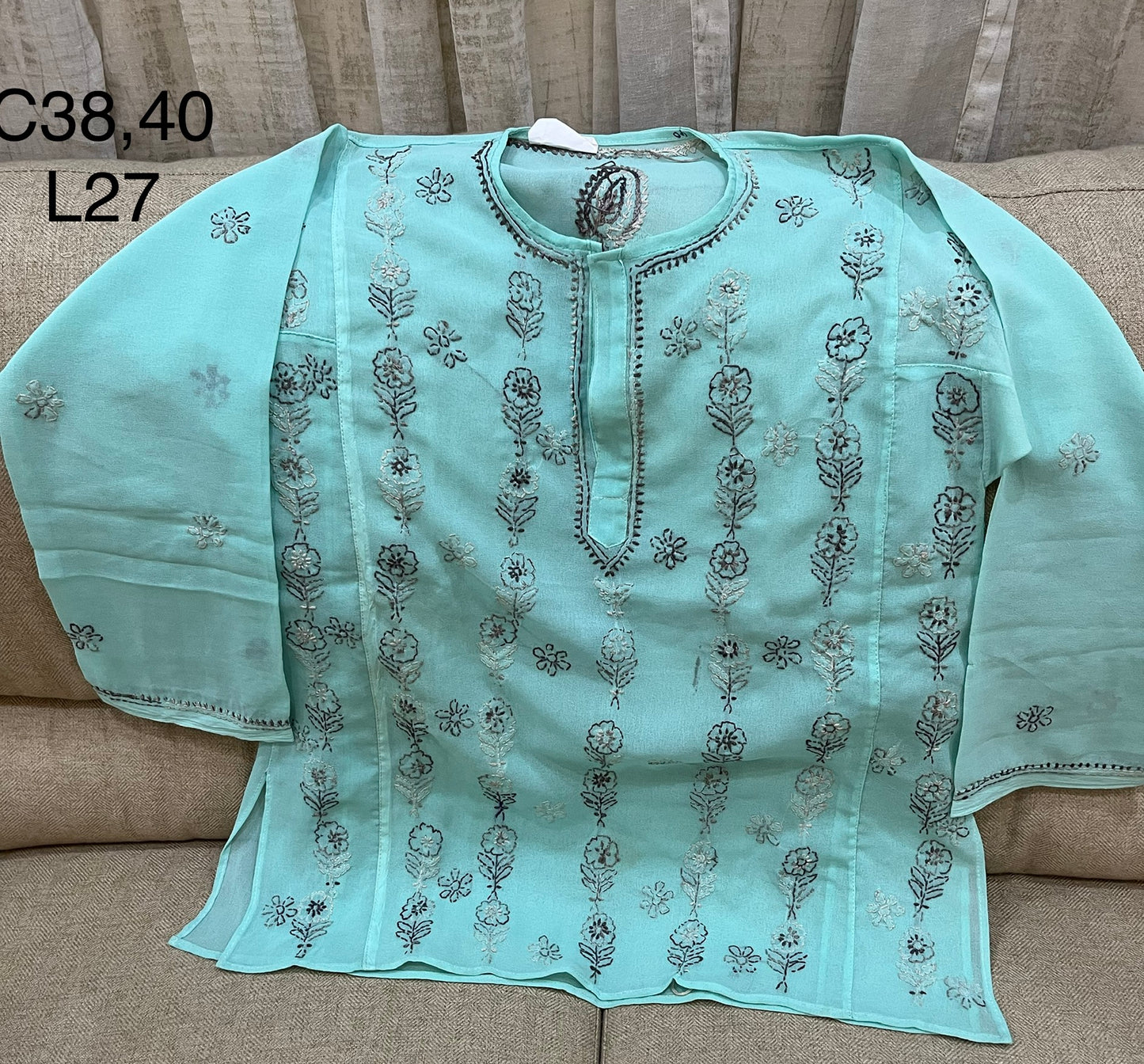 Lucknowi georgette short top || LGST016