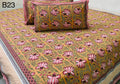 Jaipuri Petal Collection Double Bedsheets with 2 Pillow Covers | B23