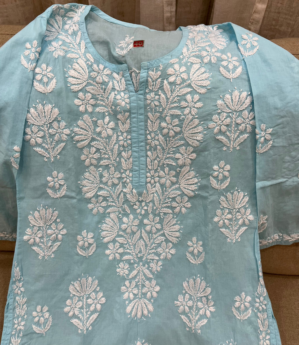 Lucknowi Mulmul Cotton kurti || LMUK07