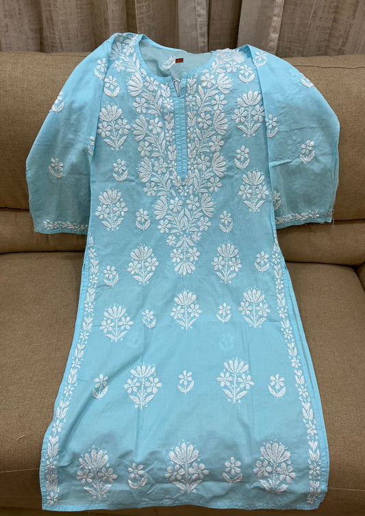 Lucknowi Mulmul Cotton kurti || LMUK07